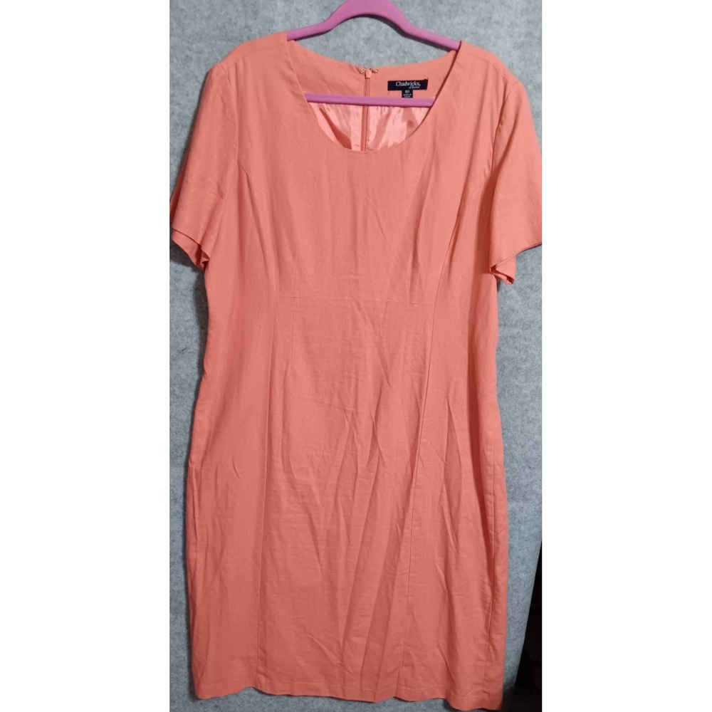 Chadwicks of Boston Dress Womens 18T Coral Linen Blend Lined Church Summer EUC